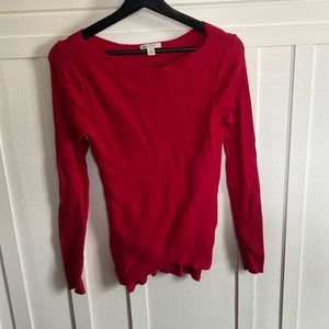 Cato Red Boat Neckline Ribbed Criss Cross Front Sweater Women’s Size Small